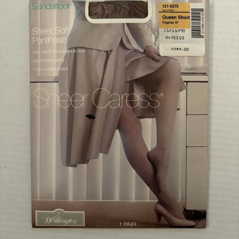 Vintage JC Penney Sheer Caress Queen Short COGNAC 47 Pantyhose New Worthington